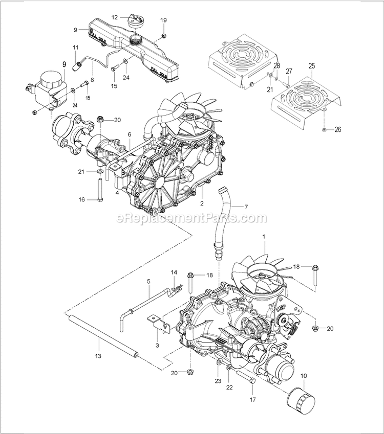 Husqvarna MZ61 Zero-Turn Mower Hydraulic Pump - Motor Diagram