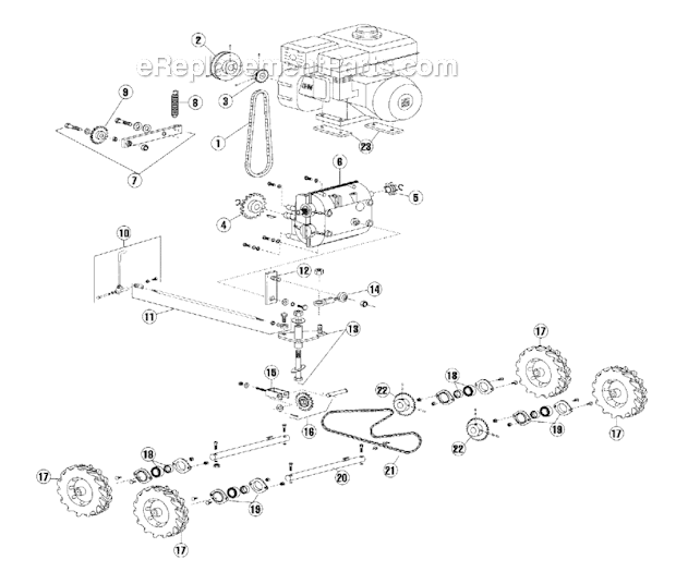 Husqvarna SC 18 (968981201)(2005-12) Sod Cutter Power Train Assembly Diagram