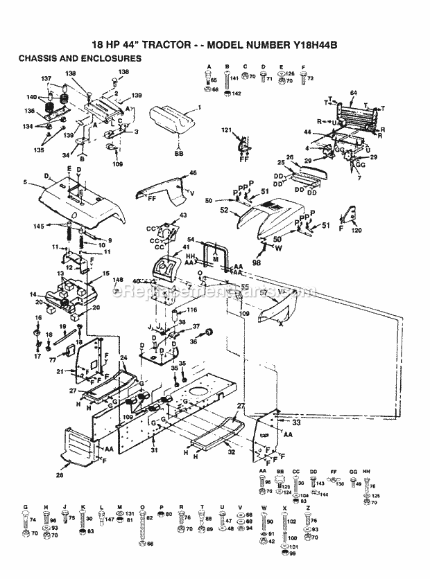 Husqvarna Y18H44B (1992) Y18H44B (1992) Page B Diagram