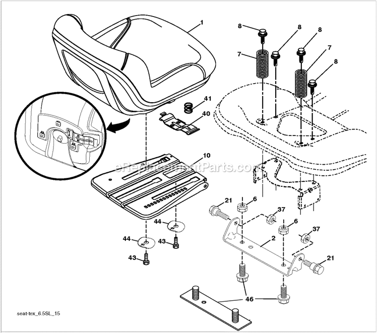 Husqvarna YTH22V46 (2018) Riding Lawn Mower Seat Diagram