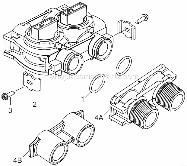 Hydrotech 6700XTR (Upflow) Advanced Electronic Control Valve Bypass Valve Assembly (Non-Metallic) Diagram