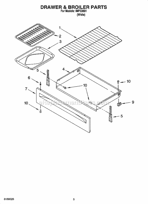 Inglis IMP33801 Freestanding, Electric Free Standing - Electric Drawer & Broiler Parts Diagram