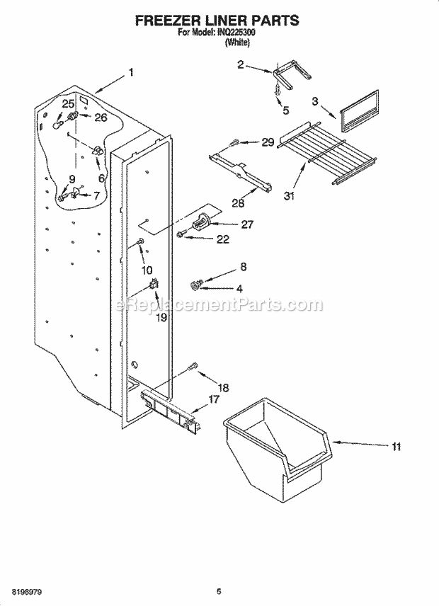 Inglis INQ225300 Side-By-Side Side-By-Side Freezer Liner Parts Diagram
