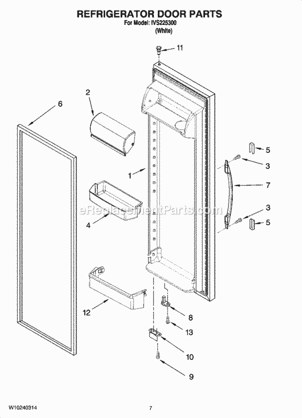 Inglis IVS225300 Side-By-Side Side-By-Side Refrigerator Refrigerator Door Parts Diagram