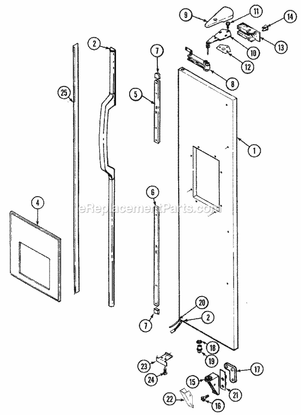 International RSW2400CKL Ref - Sxs/I&w Freezer Outer Door Diagram