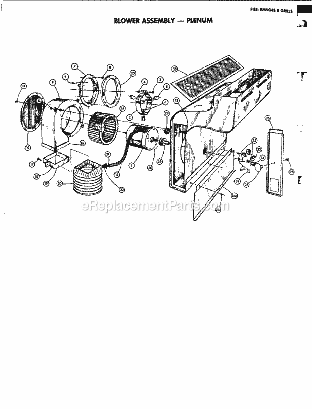 Jenn-Air 4875 Freestanding, Electric Jenn-Air Cooking Blower Assembly / Plenum Diagram