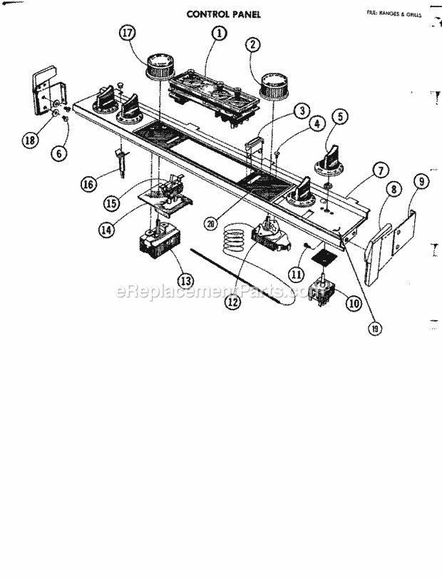 Jenn-Air 4875 Freestanding, Electric Jenn-Air Cooking Control Panel Diagram