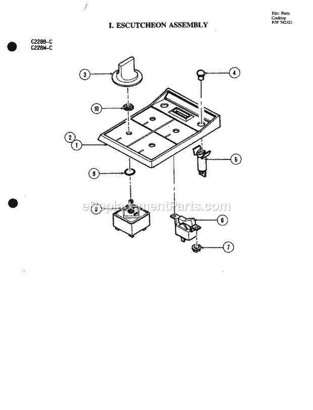 Jenn-Air C228B-C Electric Jenn-Air Cooking Escutcheon Assembly Diagram