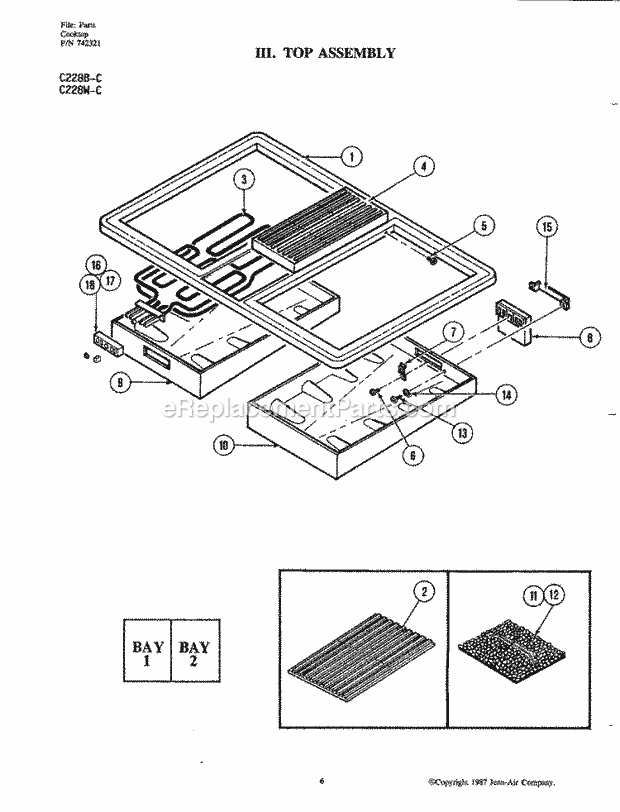 Jenn-Air C228B-C Electric Jenn-Air Cooking Top Assembly Diagram