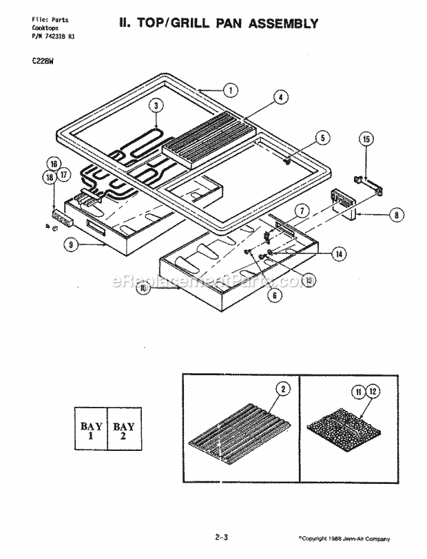 Jenn-Air C228W Electric Electric Grill Top / Grill Pan Assembly - C228w Diagram