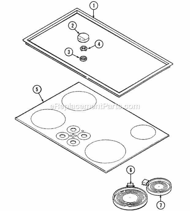 Jenn-Air CCE3450B Electric Cooktop Top Assembly Diagram