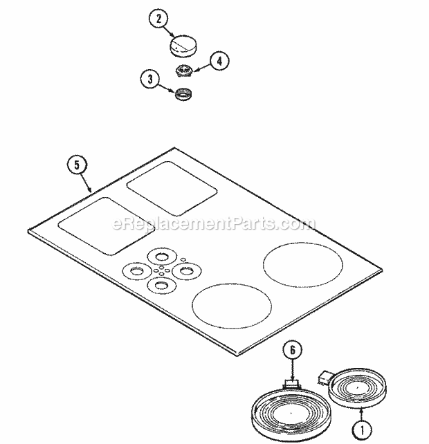Jenn-Air CCE3451B Electric Electric Cooktop Top Assembly Diagram