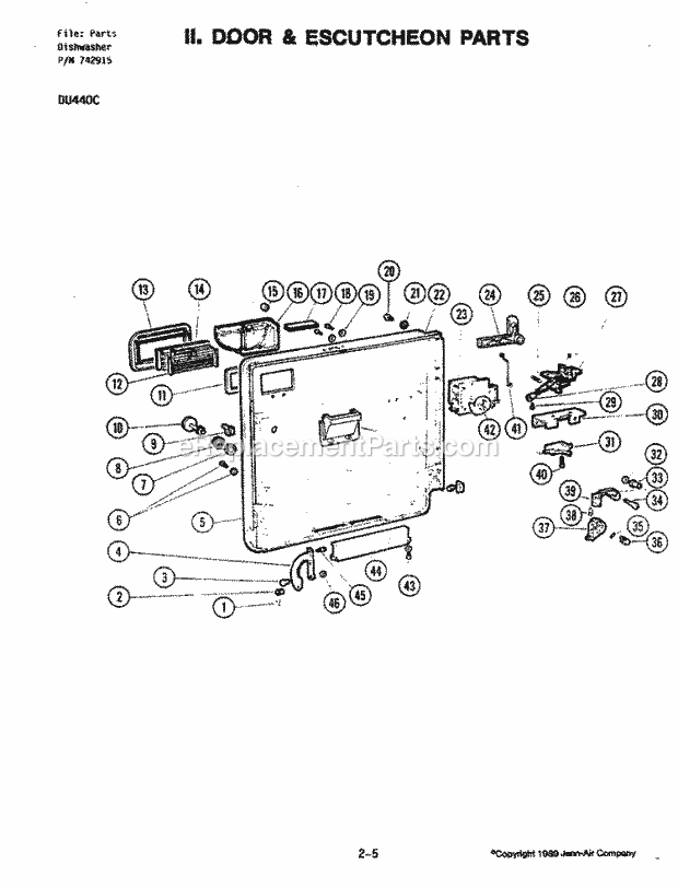 Jenn-Air DU440-C Dishwasher Page B Diagram