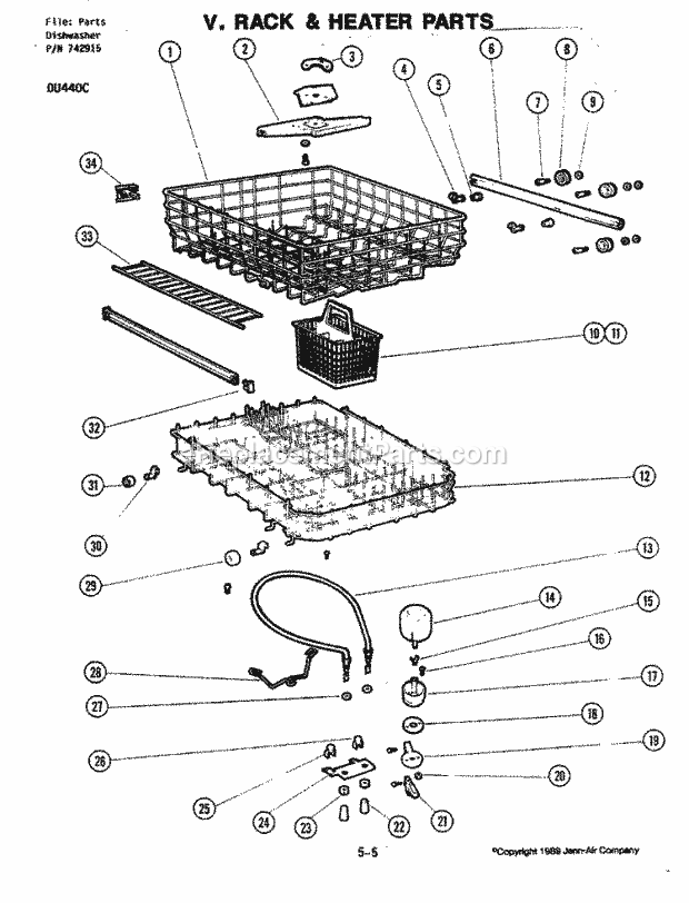 Jenn-Air DU440-C Dishwasher Rack Assembly Diagram