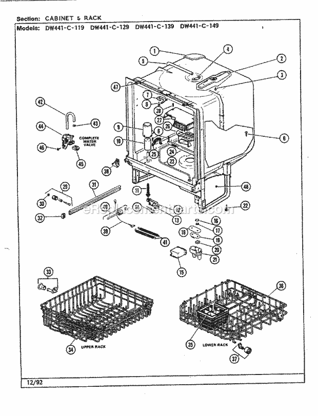 Jenn-Air DW441C149 Jenn-Air Dishwasher Rack Assembly Diagram