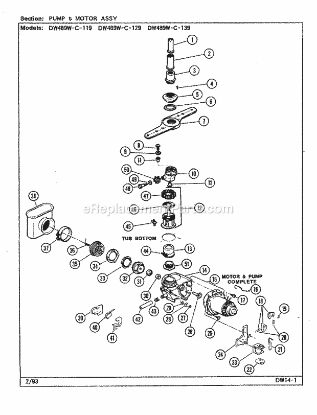 Jenn-Air DW489WC139 Jenn-Air Dishwasher Pump & Motor Assy (Dw489wc119, 129, 139) Diagram