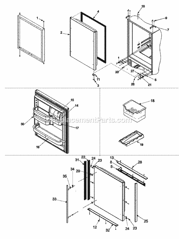 Jenn-Air JCB2058GEB (PJCB2058GB1) Bottom Freezer Refrigerator Refrigerator Door Diagram