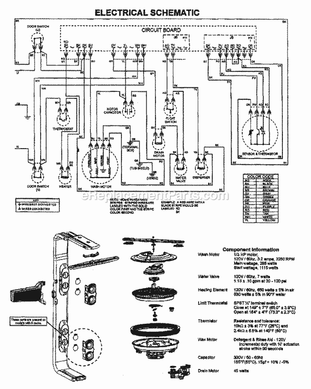 Jenn-Air JDB1090AWS Dishwasher Wiring Information Diagram
