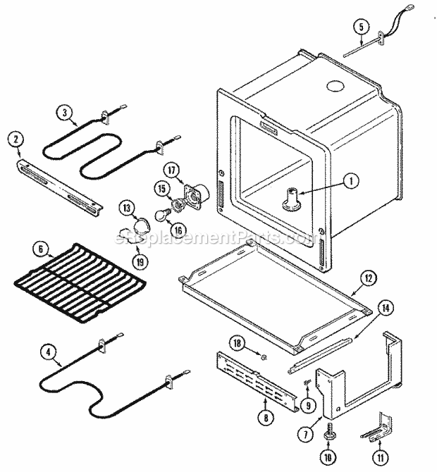 Jenn-Air JER8500AAW Freestanding, Electric Electric Range Oven / Base Diagram