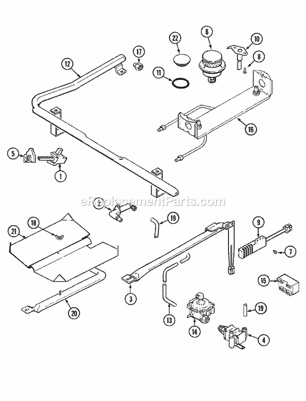 Jenn-Air JGR8850ADQ Freestanding, Gas Gas Range Gas Controls Diagram