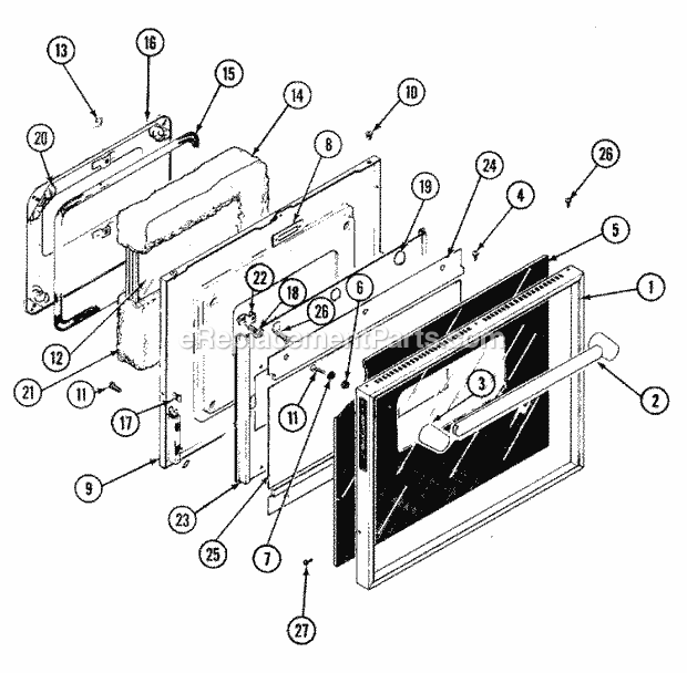 Jenn-Air SCE4320W Slide-In, Electric Jenn-Air Cooking Door Diagram