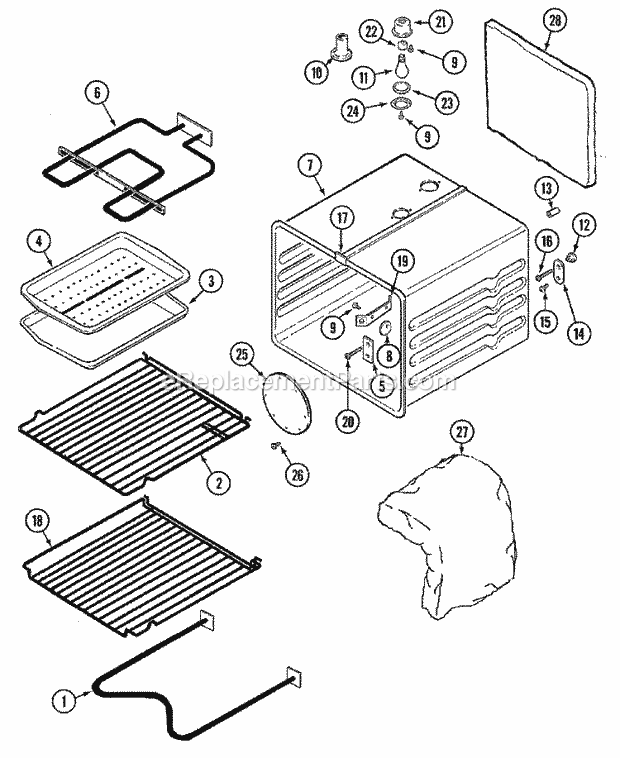 Jenn-Air WW2460B Built-In, Electric Wall Oven Oven Diagram