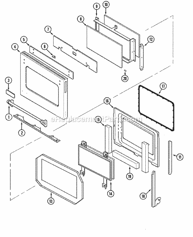 Jenn-Air WW30430P Built-In, Electric Electric Wall Oven Door Diagram