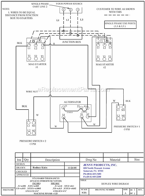 Jenny 2(GT5B)-120 Electric Two Stage Compressor Page D Diagram