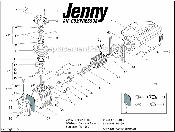 Jenny A2G246-HC5H Electric Hand Carry Compressor Page B Diagram