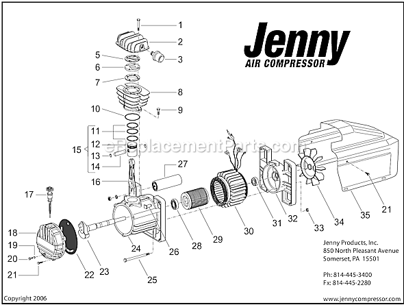 Jenny AM780-HC4H Electric Hand Carry Compressor Page B Diagram
