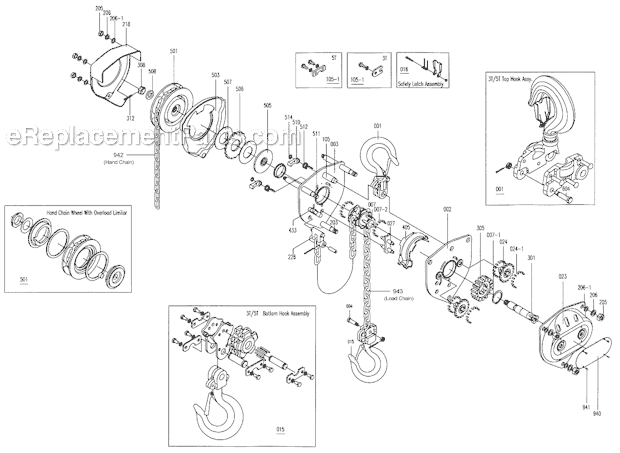 Jet SMHX (1T) Hand Chain Hoists Page A Diagram
