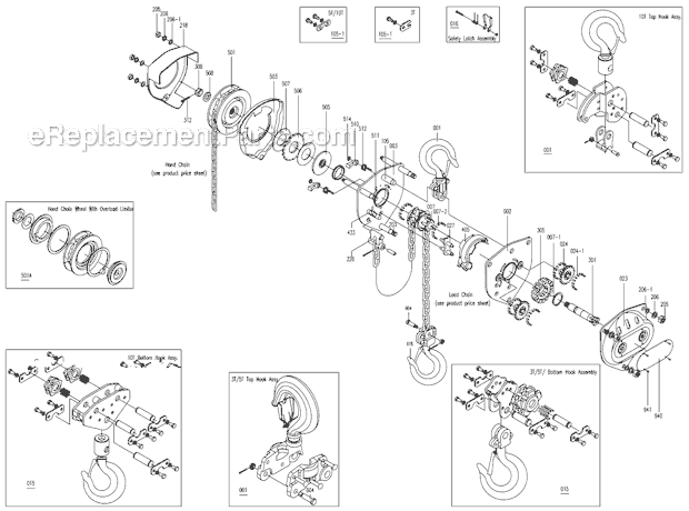 Jet SMH (10T) Hand Chain Hoists Page A Diagram