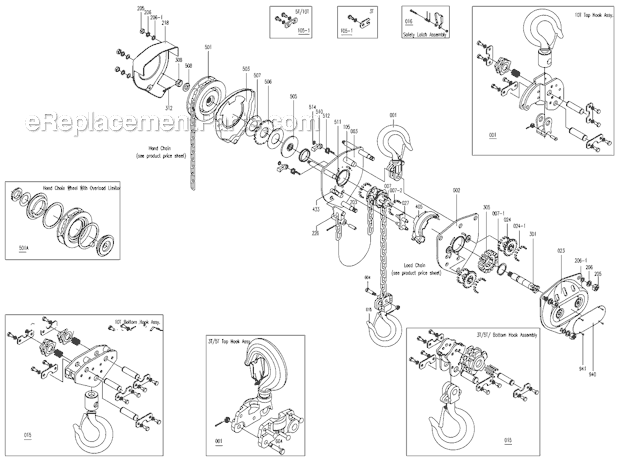 Jet SMH (2T) Hand Chain Hoists Page A Diagram