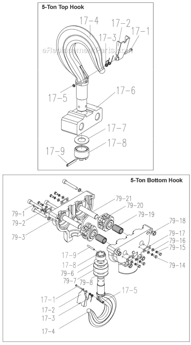 Jet SS-1C (5T) Chain Hoist Page D Diagram