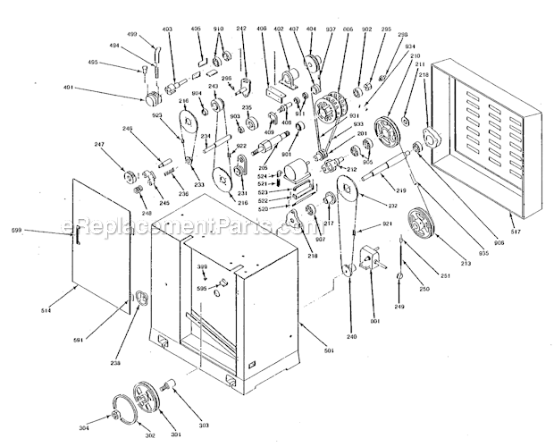 Jet VBS-400 Vertical Bandsaw Lower Assembly Diagram