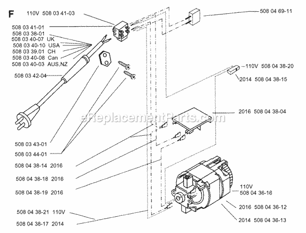 Jonsered 2014EL (1994-02) Chain Saw: Electric Motor Diagram