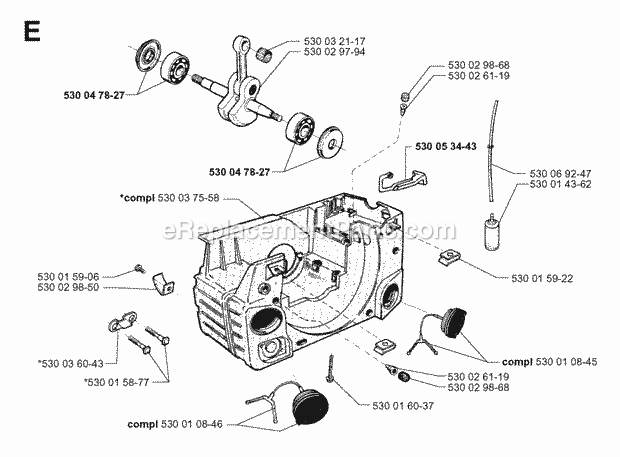 Jonsered 2036 (1998-10) Chain Saw Crankcase Diagram