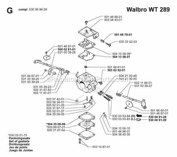 Jonsered 2040 (1998-10) Chain Saw Carburetor Details Diagram