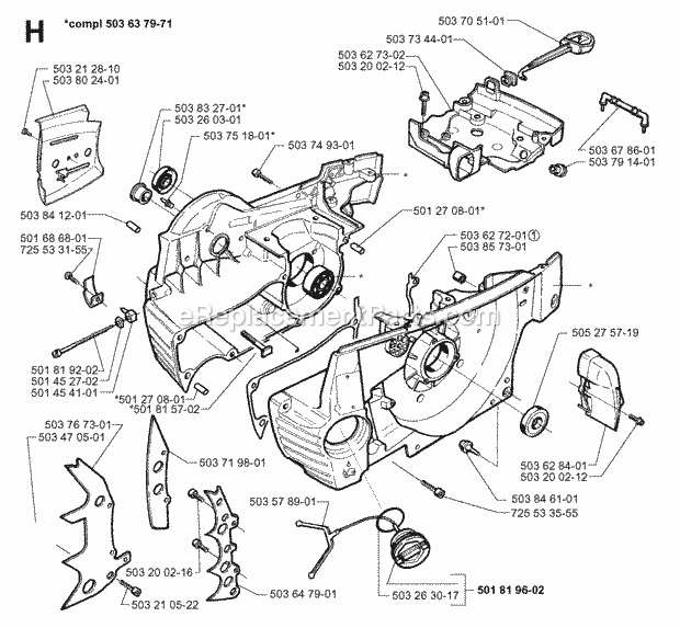 Jonsered 2063 (1997-11) Chain Saw Crankcase Diagram