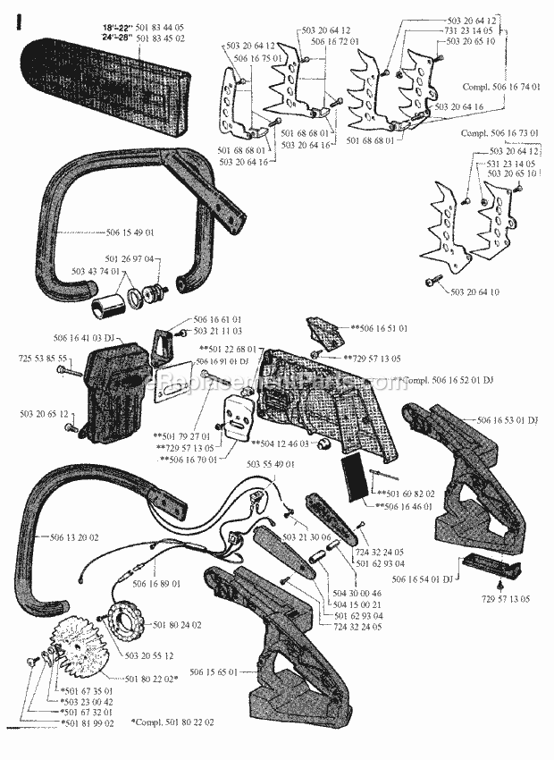 Jonsered 2094 (1991-06) Chain Saw Heated Handles Diagram