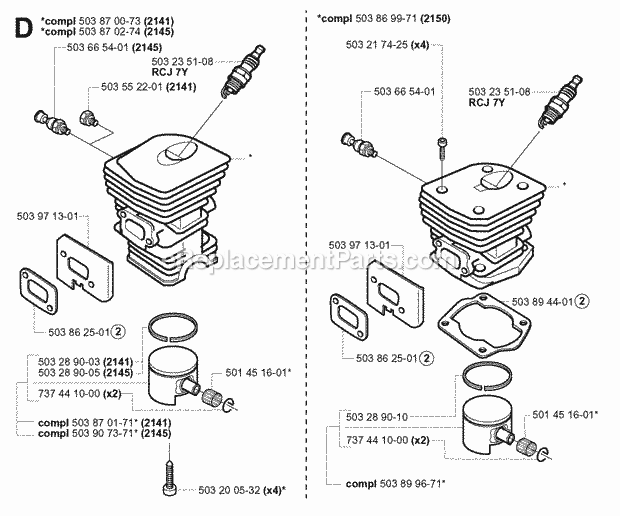 Jonsered 2145 (2001-09) Chain Saw Cylinder Piston Diagram