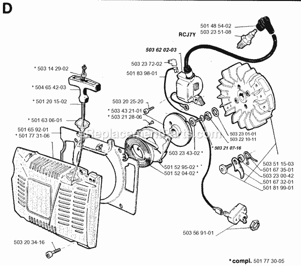 Jonsered 625 (1995-10) Chain Saw Starter Diagram