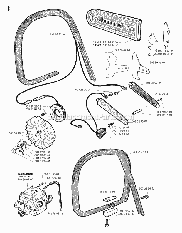 Jonsered 670 CHAMP (1996-09) Chain Saw Page B Diagram