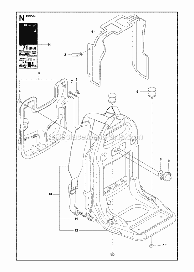 Jonsered BB2250 (2009-09) Blower Frame Diagram