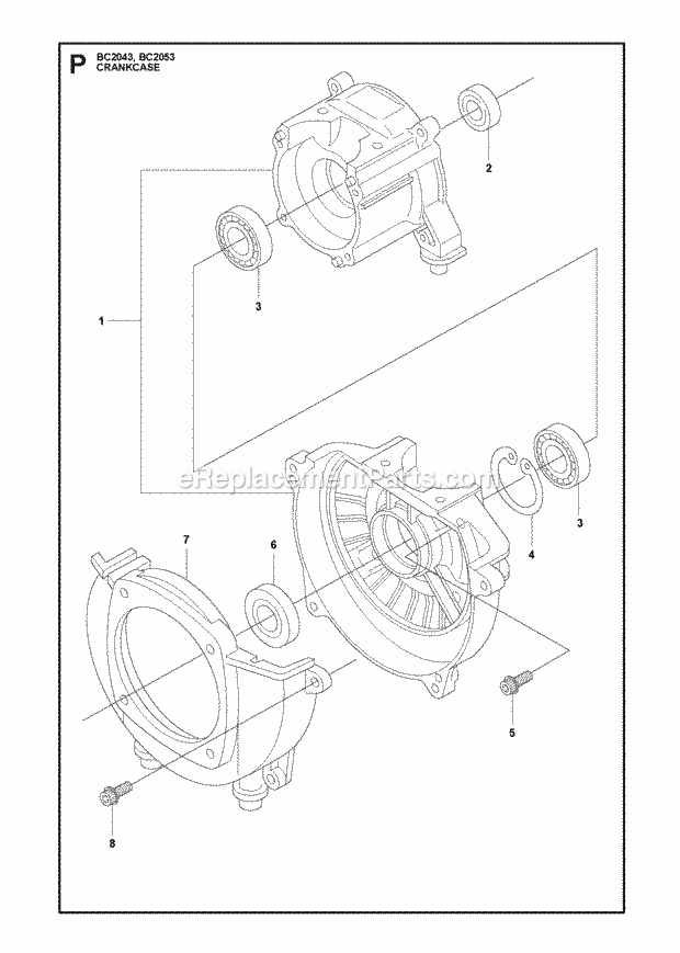 Jonsered BC2043 (2010-01) Brushcutter Crankcase Diagram