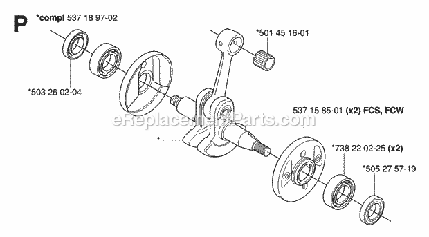 Jonsered BC2145 (2006-01) Brushcutter Crankshaft Diagram