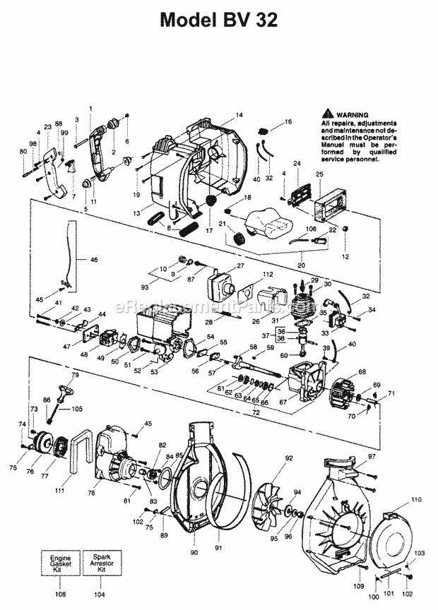 Jonsered BV32 (1997-05) Blower Product Complete Diagram