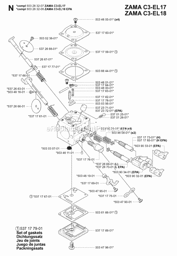 Jonsered CS2152 (2004-03) Chain Saw Carburetor Details Diagram