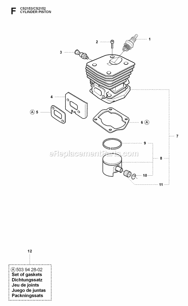 Jonsered CS2152 (2009-02) Chain Saw Cylinder Piston Diagram