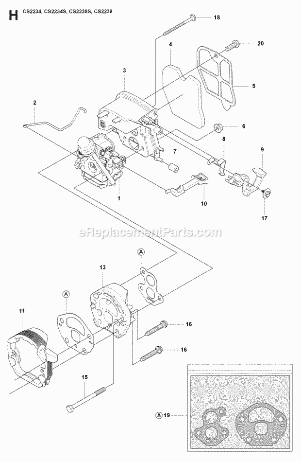 Jonsered CS2238 (2009-04) Chain Saw Carburetor Air Filter Diagram